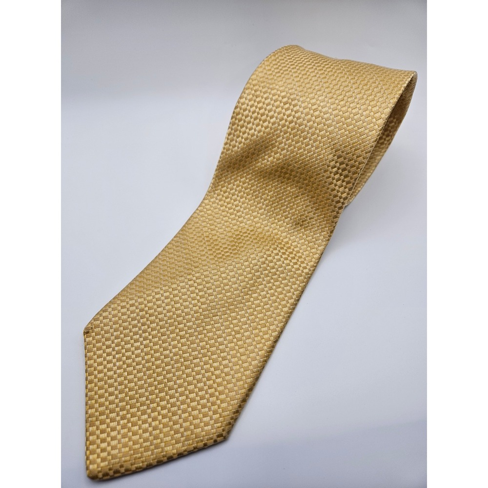 Nubio Collezione Esclusivo Mens Gold Basketweave Silk Tie Formal Wedding Necktie